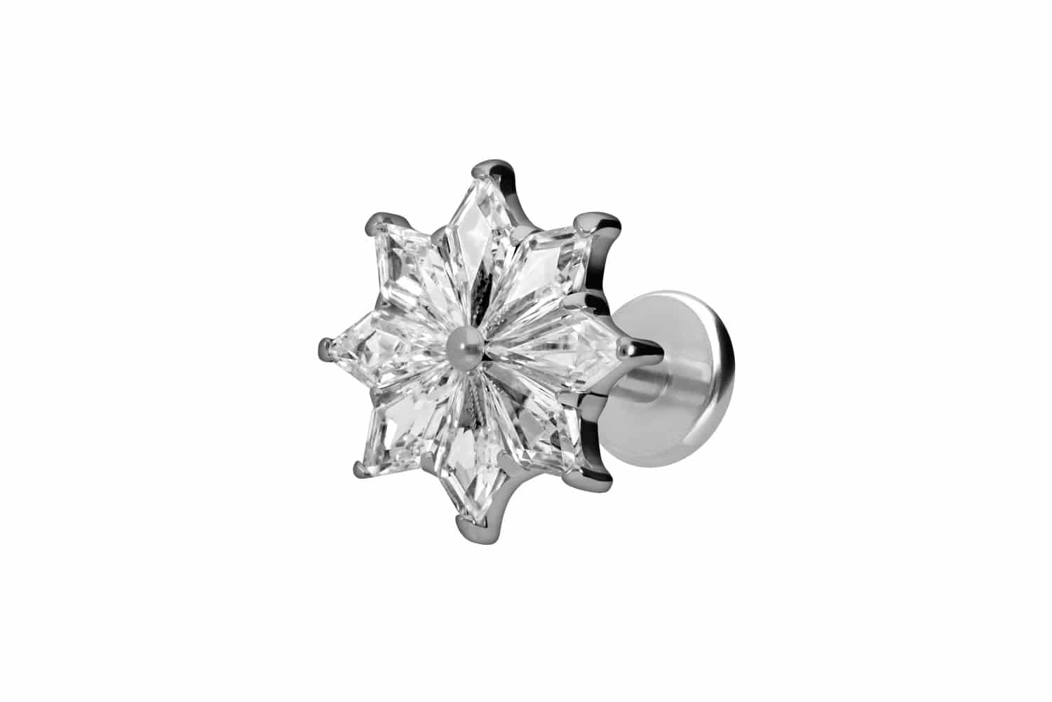 Titan Labret Piercing mit Innengewinde KRISTALLSTERN